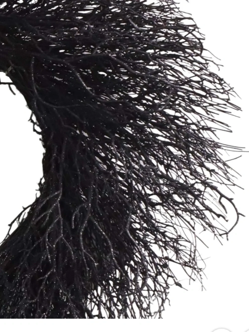 My Texas House Halloween Black Twig Wreath with Bow, 24